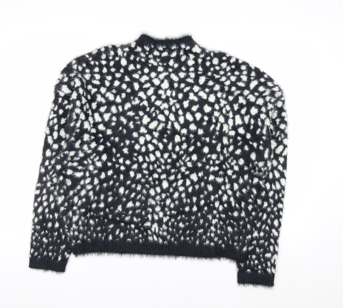 Marks and Spencer Women’s Black Animal Print Fluffy Jumper Size M