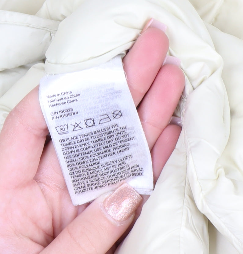 H&M Women’s Ivory Quilted Down Bomber Jacket Size S