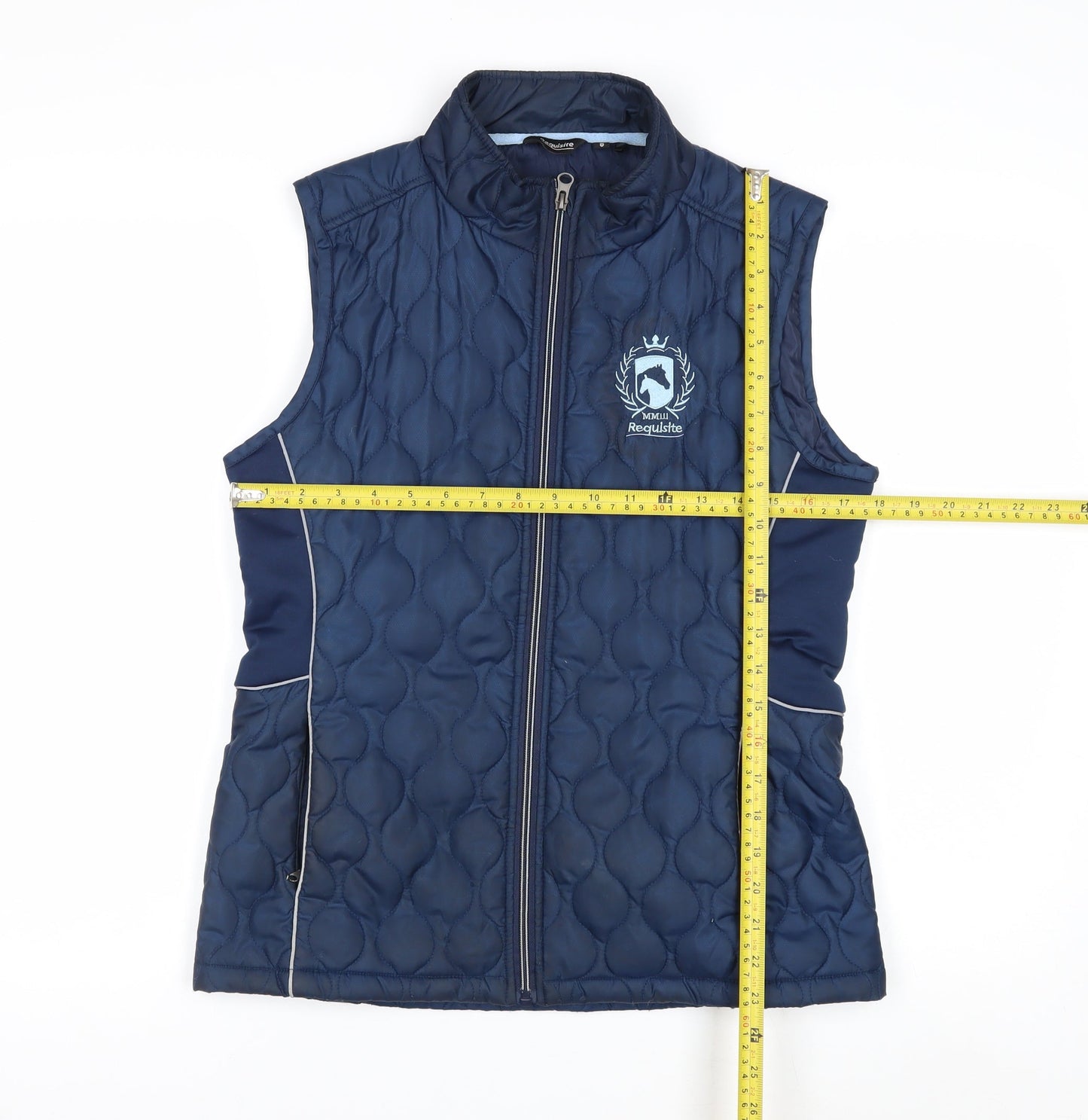 Requisite Women's Blue Quilted Waistcoat Size 8 Lightweight Gilet