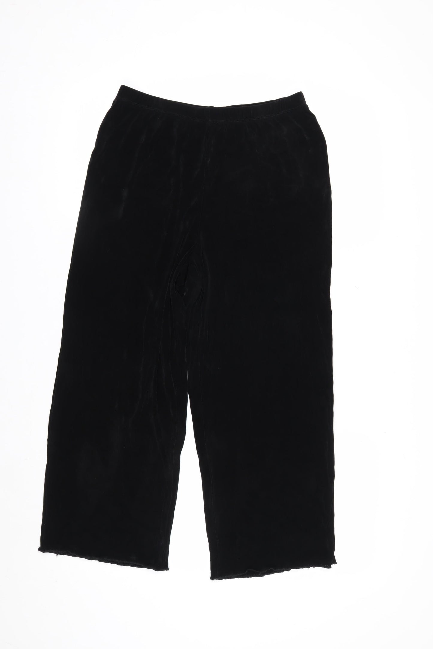 Alfred Dunner Womens Black XS Wide-Leg Velvet Trousers