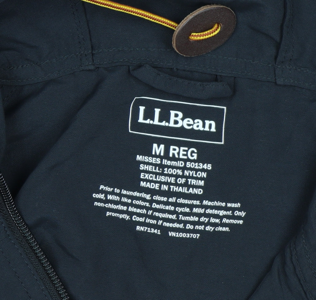 L.L. Bean Men's Black Nylon Anorak Hooded Jacket Size M Regular