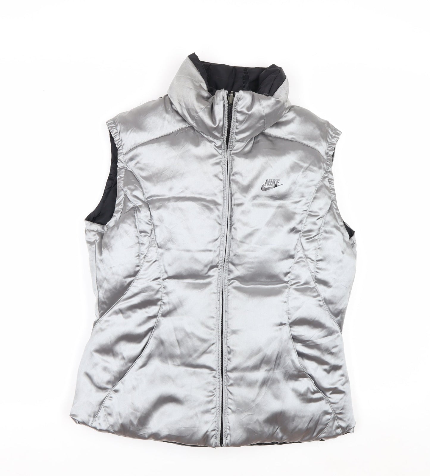 Nike Womens Silver Puffer Waistcoat S Sleeveless Sports Gilet