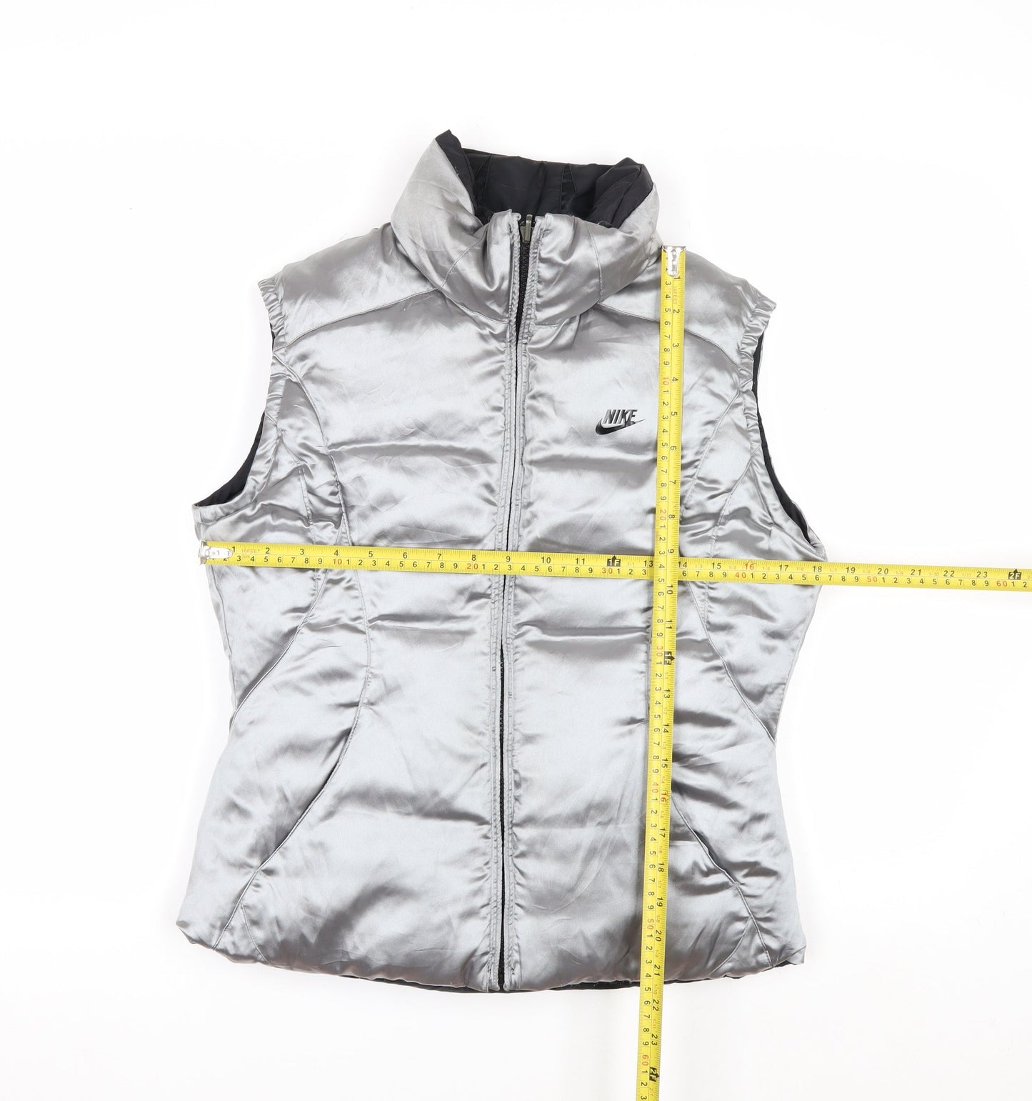 Nike Womens Silver Puffer Waistcoat S Sleeveless Sports Gilet