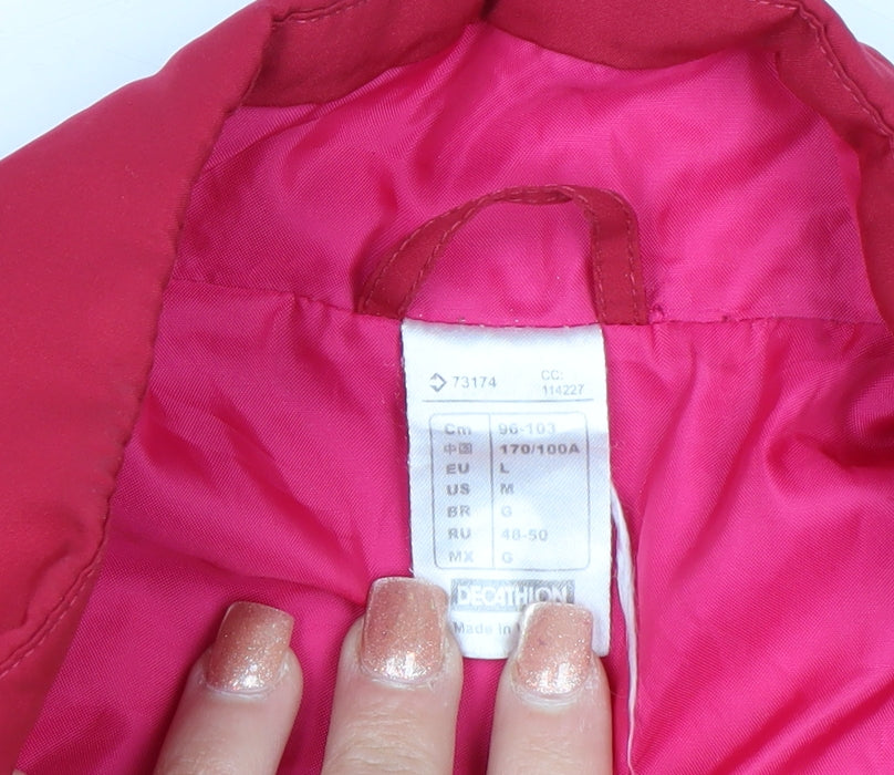 Decathlon Women Red Polyester Puffer Jacket Size 14 Lightweight