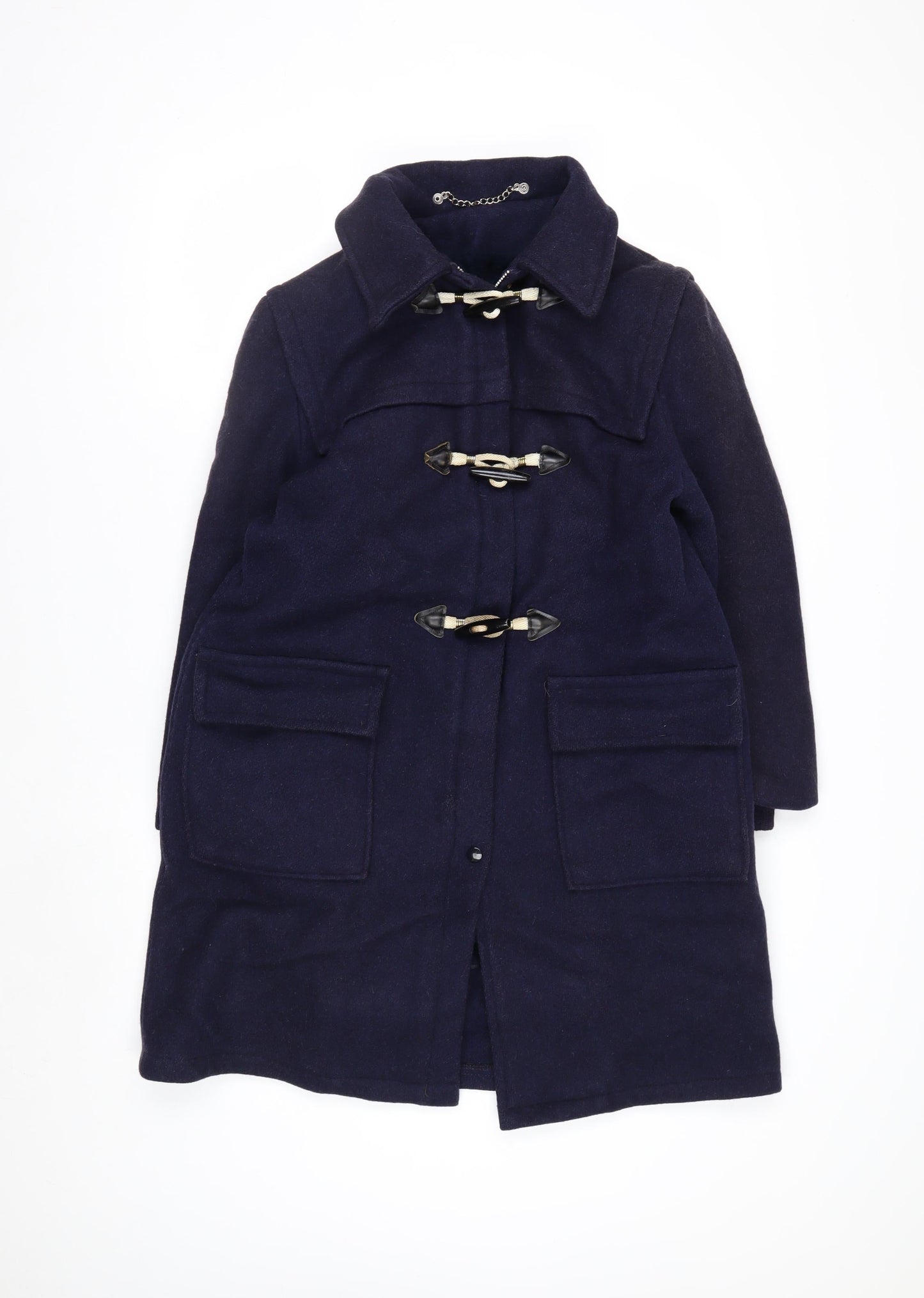 Lady Barry Girls Blue Wool Duffle Coat 9-10 Years Long Hooded Classic Style