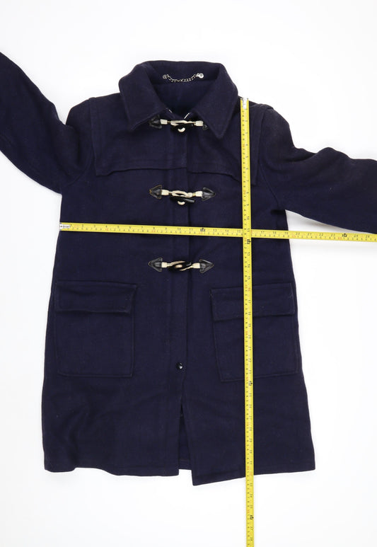 Lady Barry Girls Blue Wool Duffle Coat 9-10 Years Long Hooded Classic Style