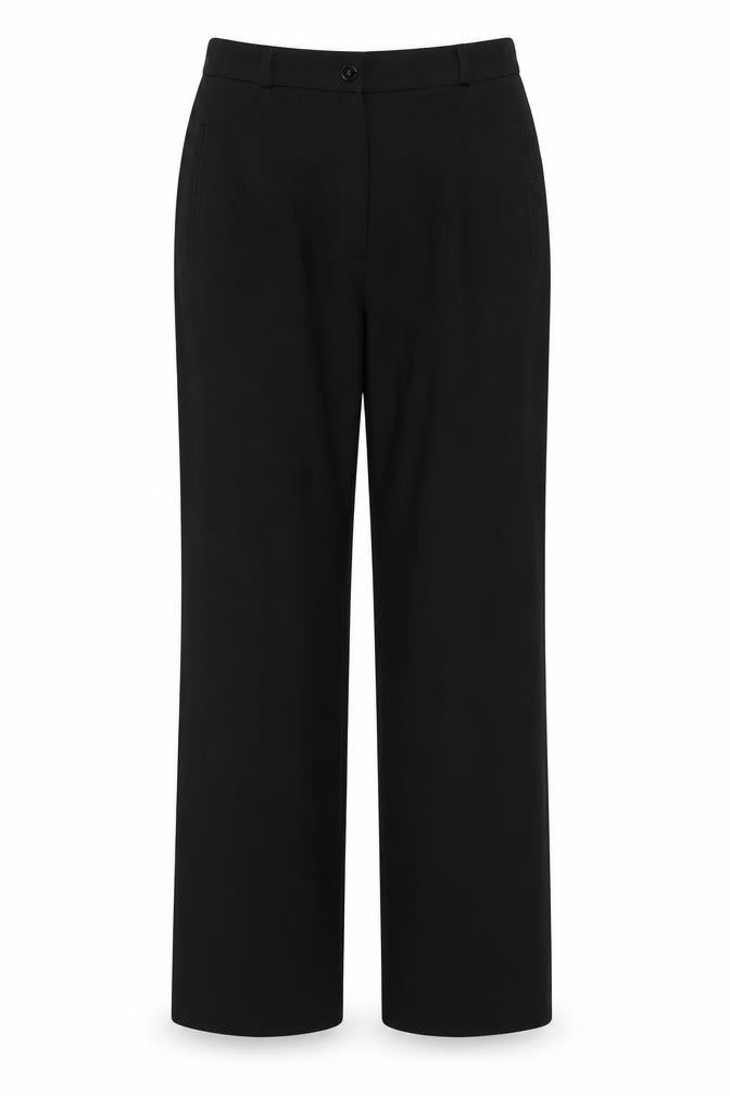 Valliani Women Black Wool Straight Leg Trousers Size 10
