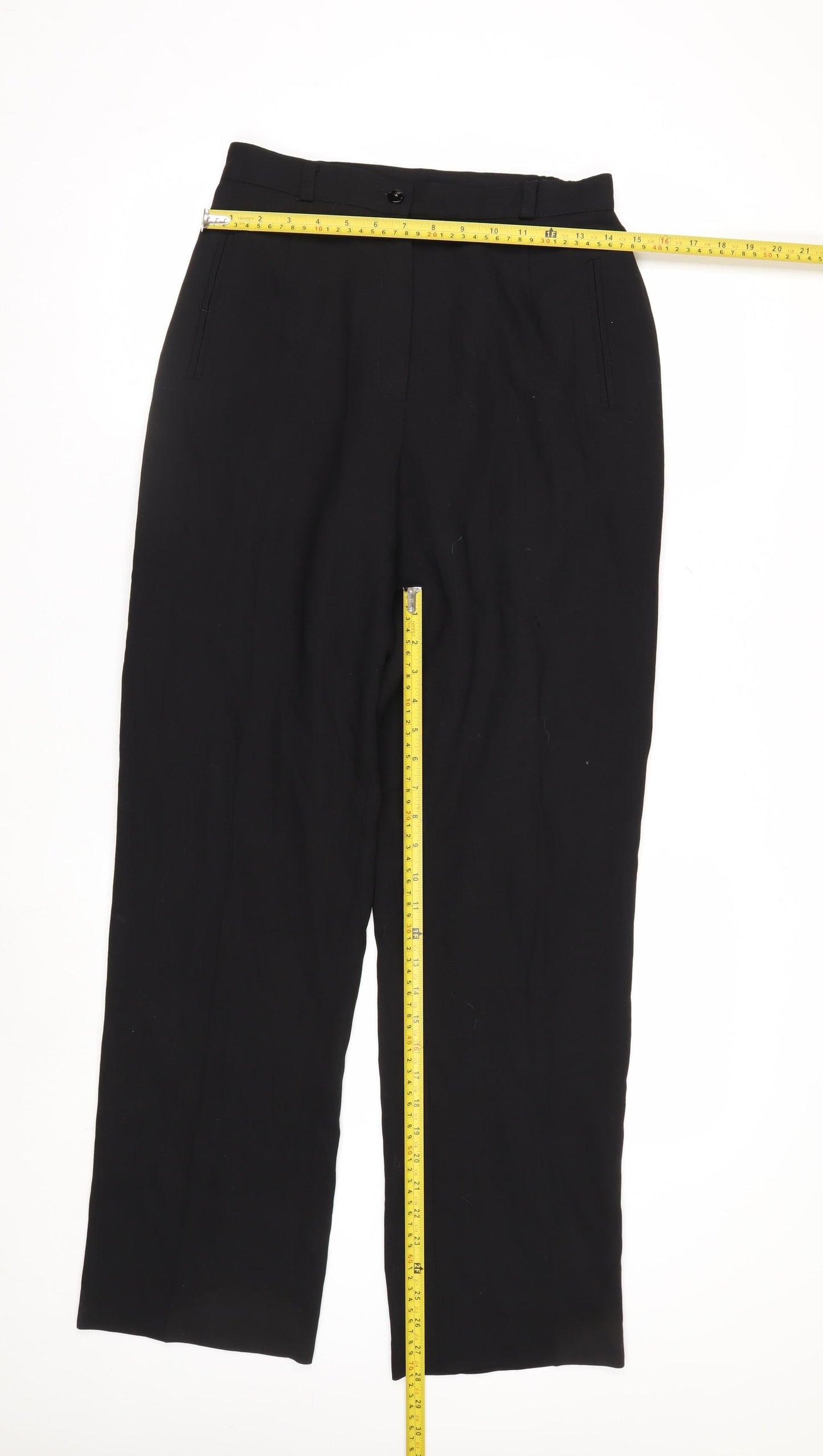 Valliani Women Black Wool Straight Leg Trousers Size 10