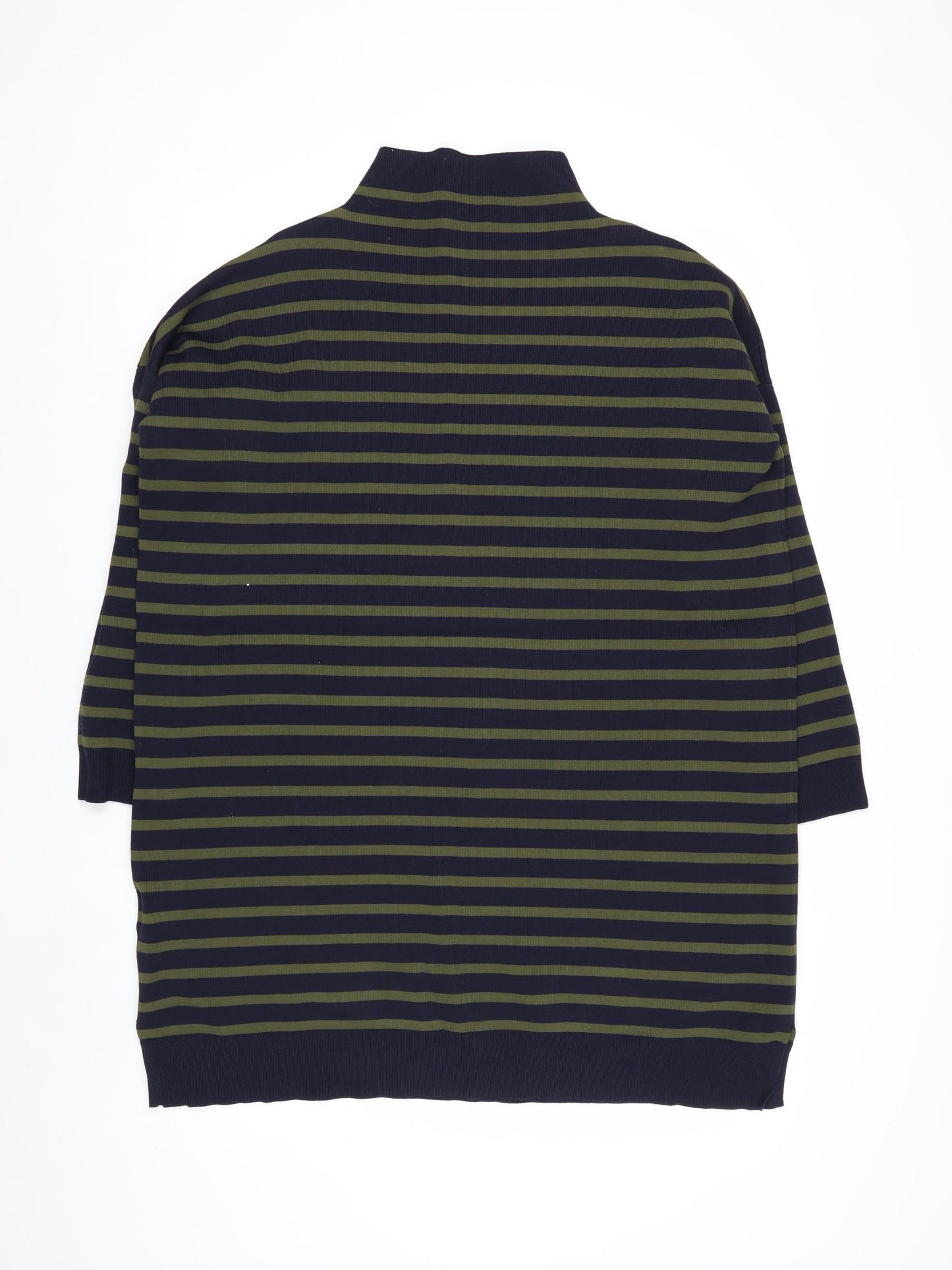 Whistles Men Green Navy Striped High Neck Pullover Jumper Size L