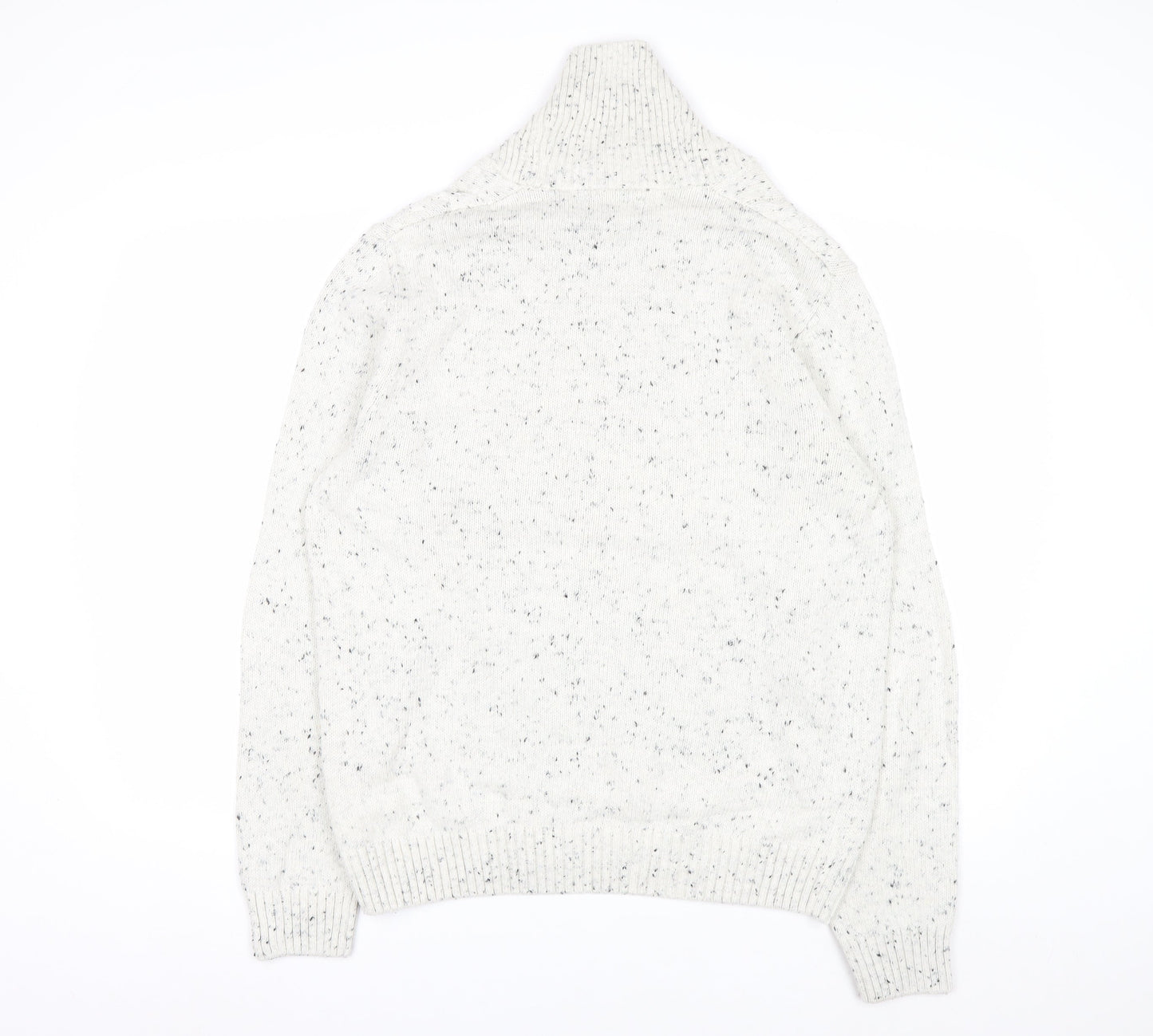 Chaps Men's White Chunky Knit Shawl Collar Jumper Size L