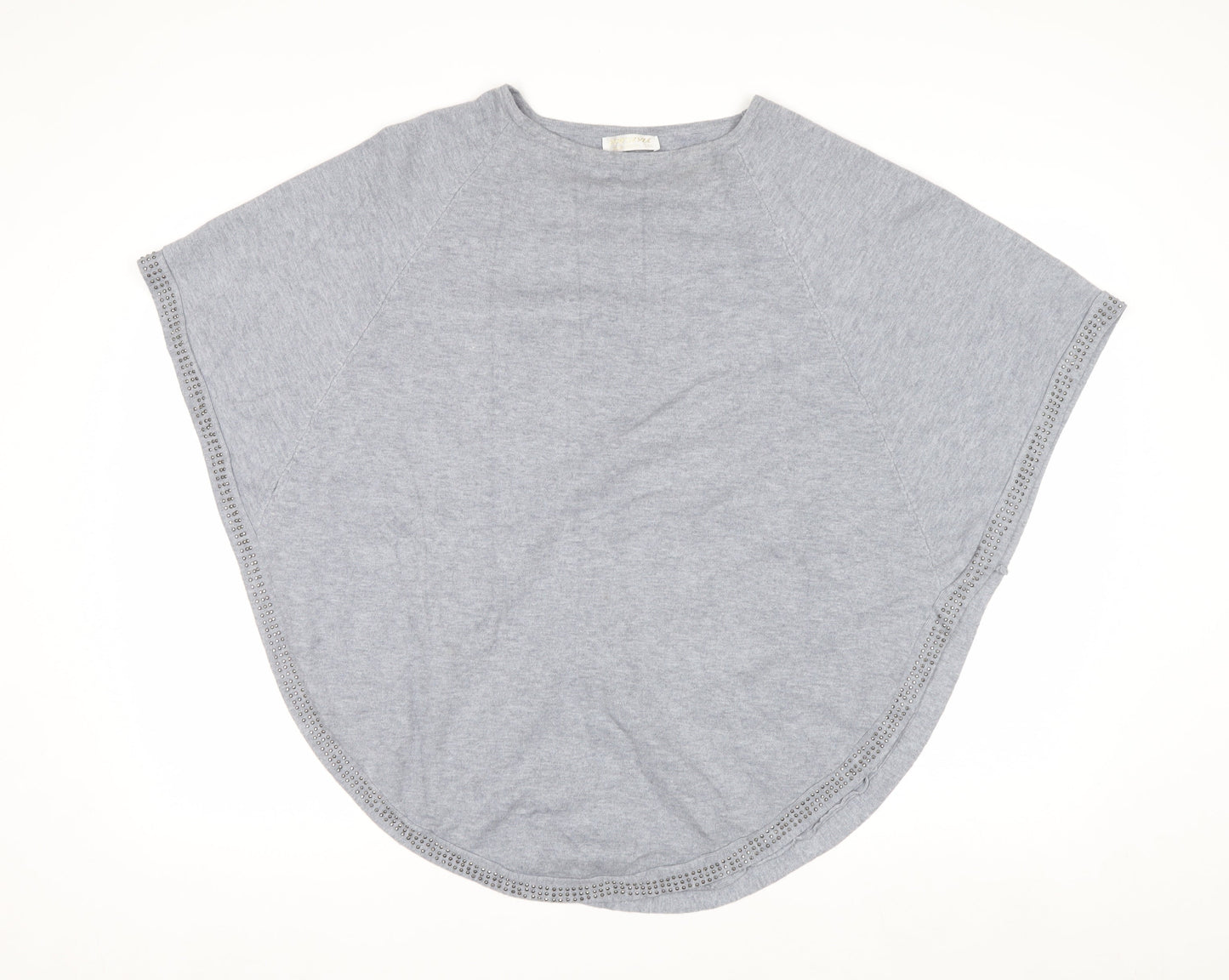 PIT STYLE Women’s Grey Studded Knit Cape Jumper Size M