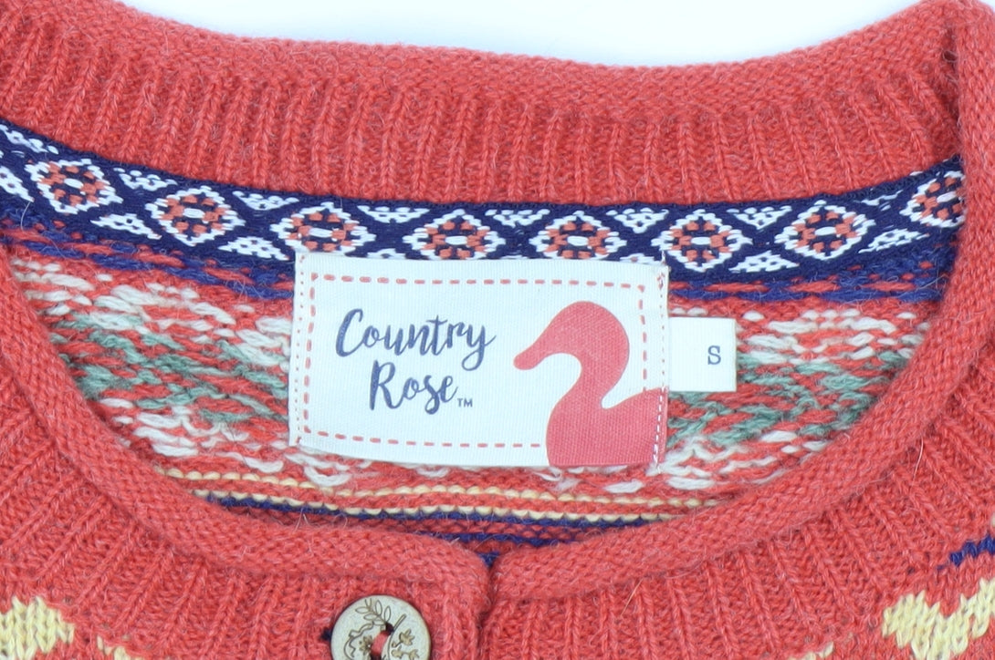 Country Rose Women's Red Fair Isle Knit Cardigan Size S