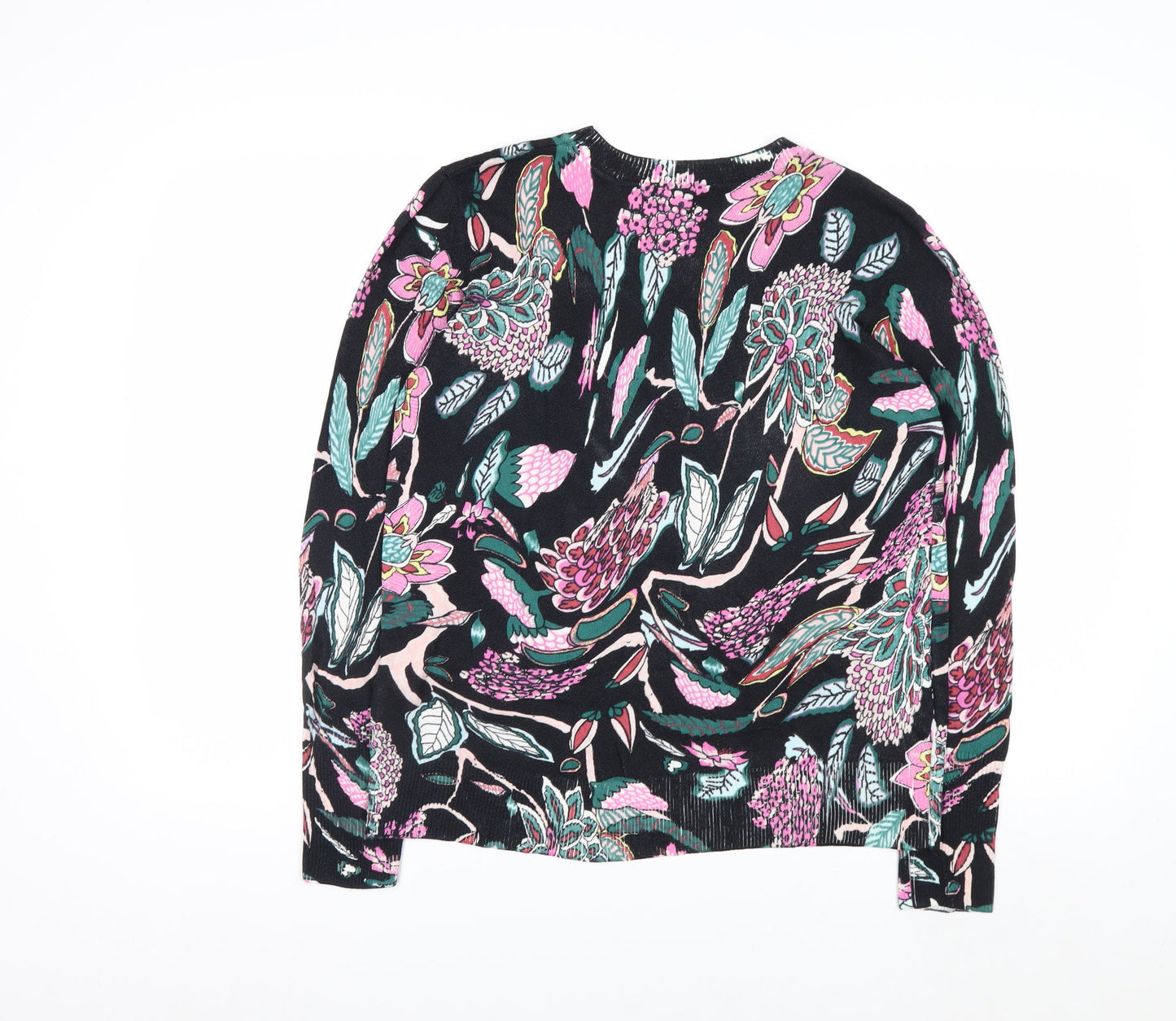 Desigual Women Black Multicoloured Floral Crew Neck Jumper XL
