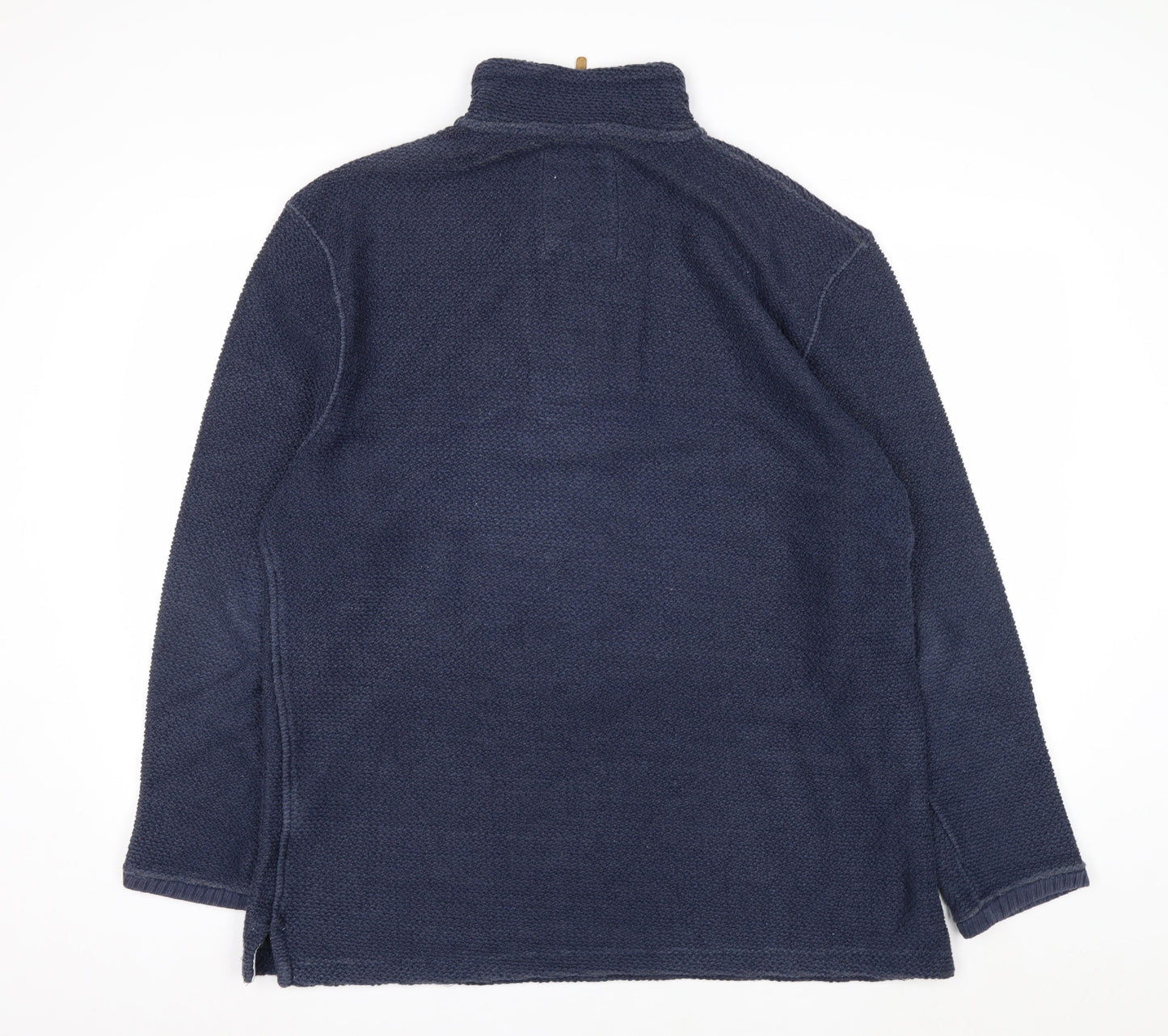 Weird Fish Mens Blue 1/4 Zip Waffle Knit Jumper Size L
