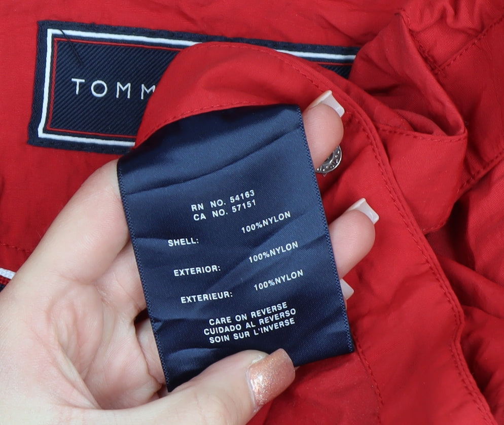 Tommy Hilfiger Men's Red Hooded Nylon Parka Jacket XS