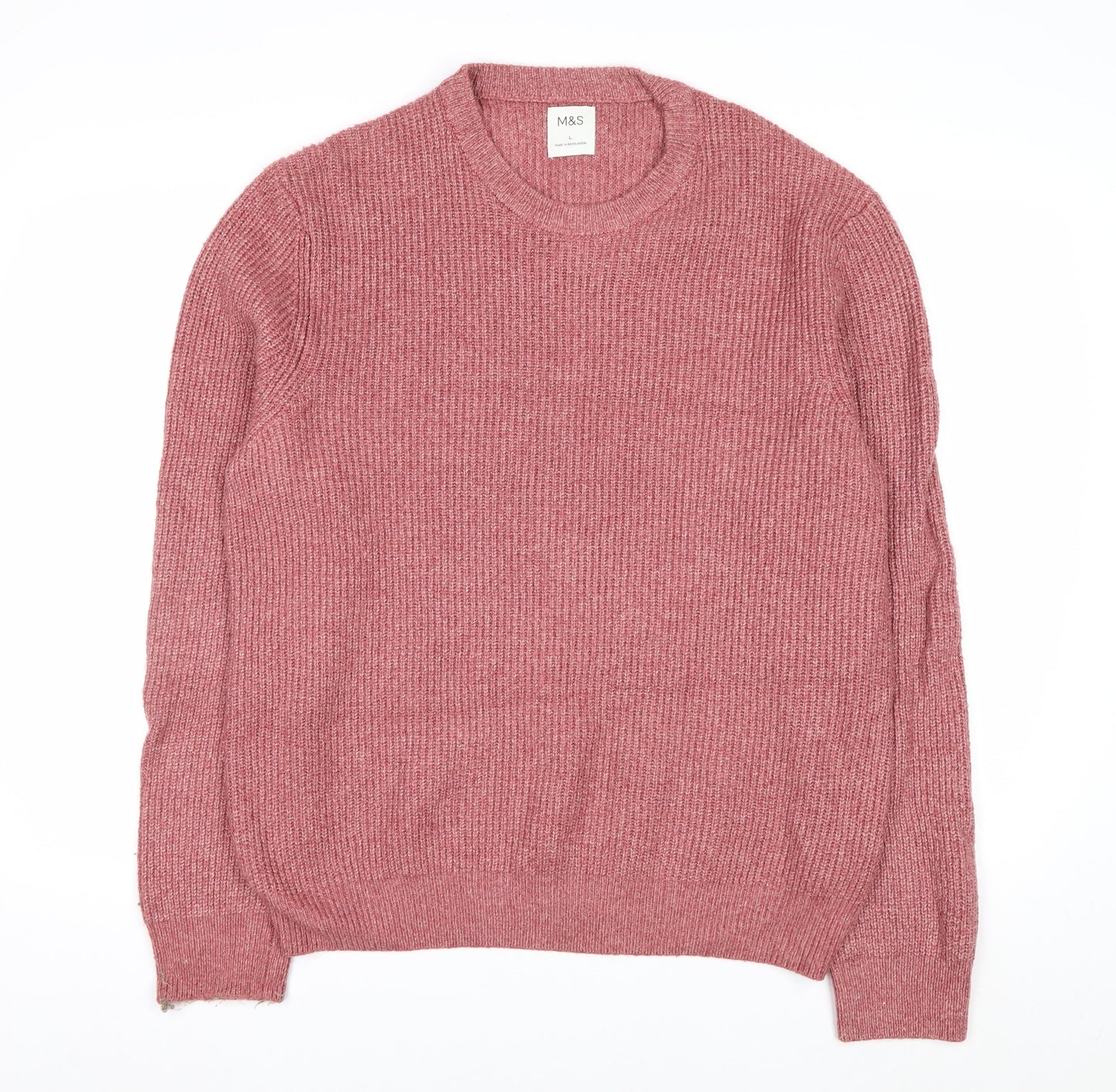 Marks and Spencer Men’s Pink Crew Neck Knit Jumper Size L