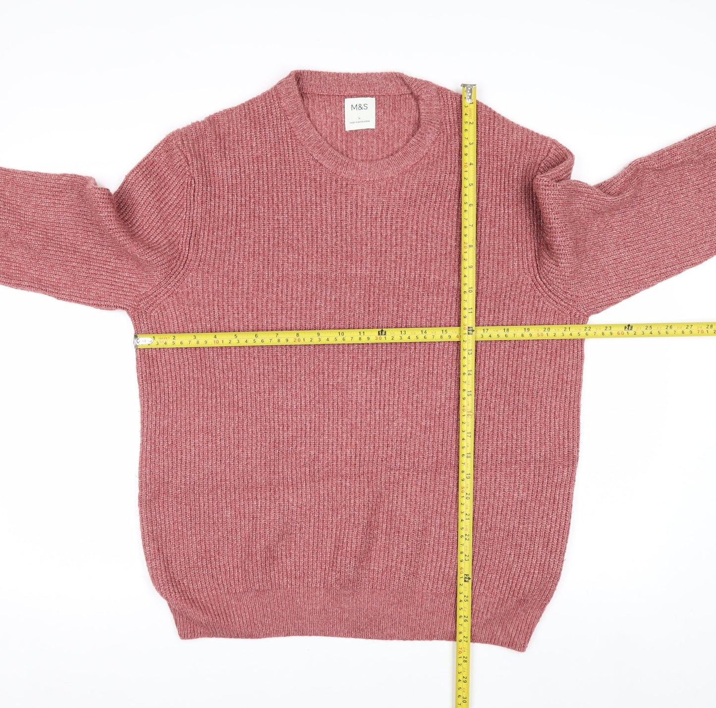 Marks and Spencer Men’s Pink Crew Neck Knit Jumper Size L