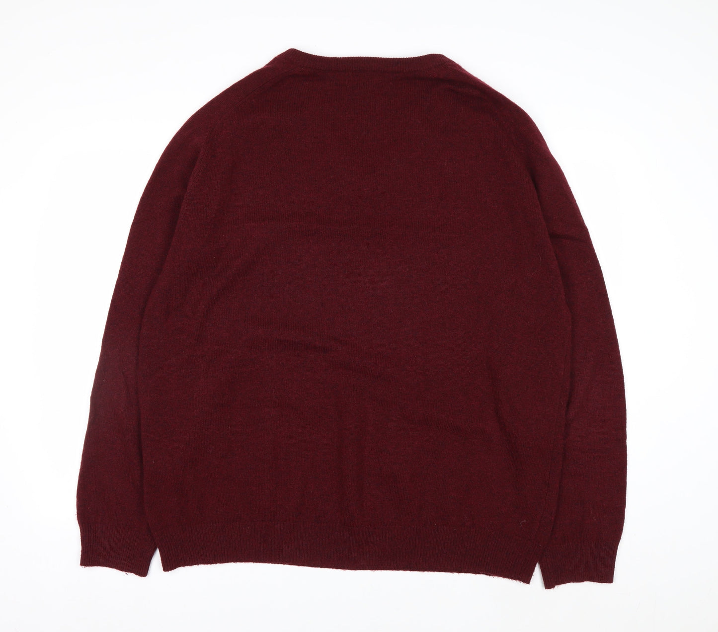 Marks and Spencer Blue Harbour Men's Red 2XL V-Neck Lambswool Jumper