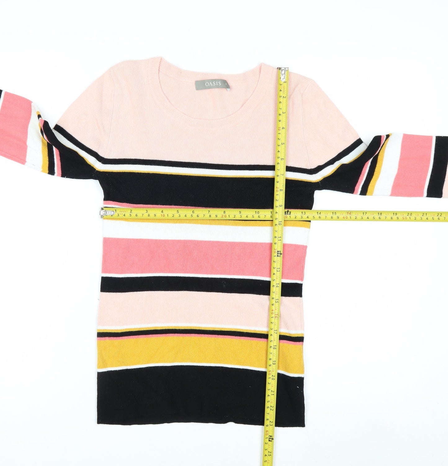 Oasis Women’s Multicoloured Striped Crew Neck Long Sleeve Pullover Jumper Size S