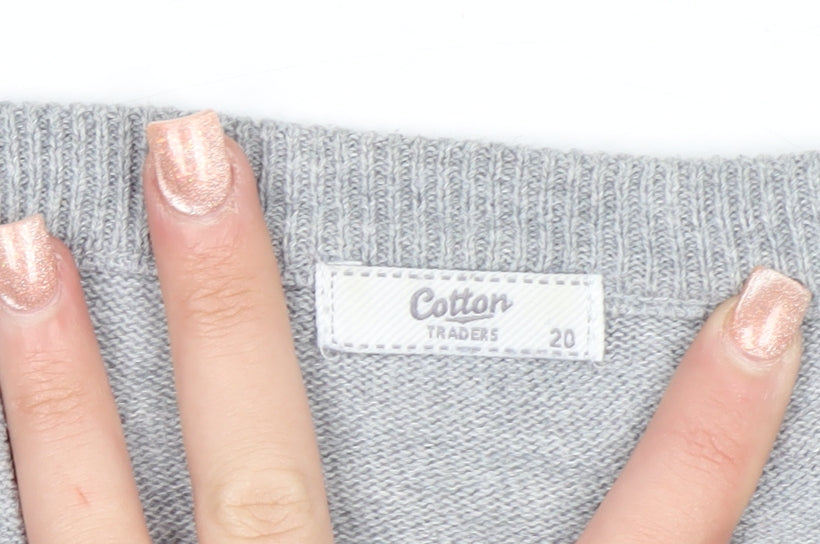 Cotton Traders Women's Silver Bird Knit Cotton Jumper Size 20