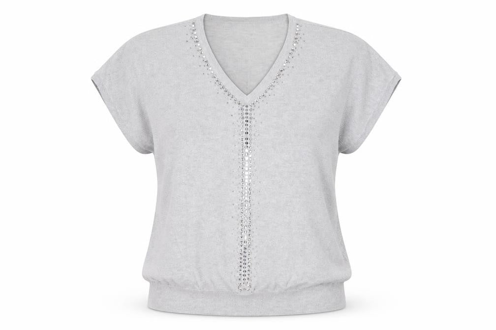 Wallis Women’s Grey V-Neck Sequin Knit Jumper Size L