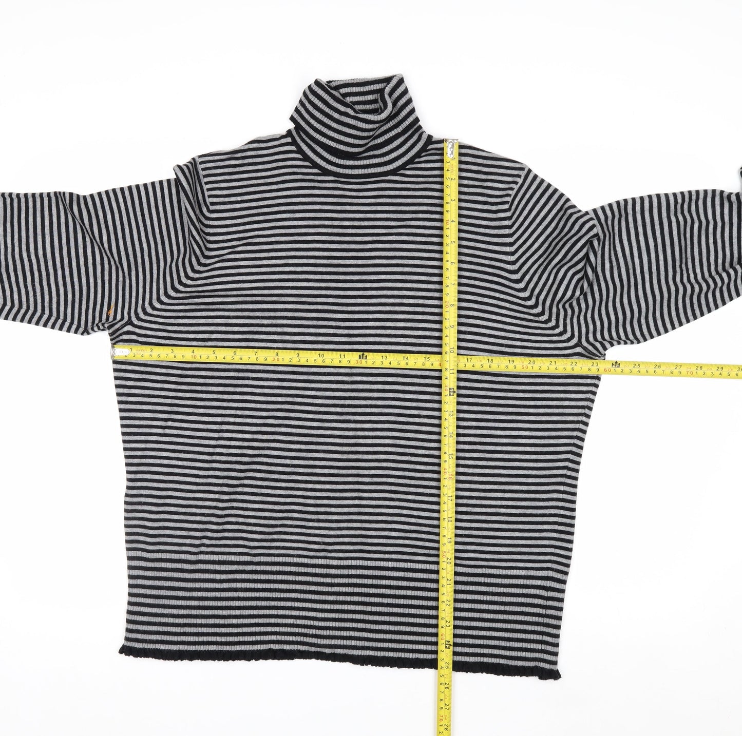 Debenhams Women Black Striped Roll Neck Jumper Size 22