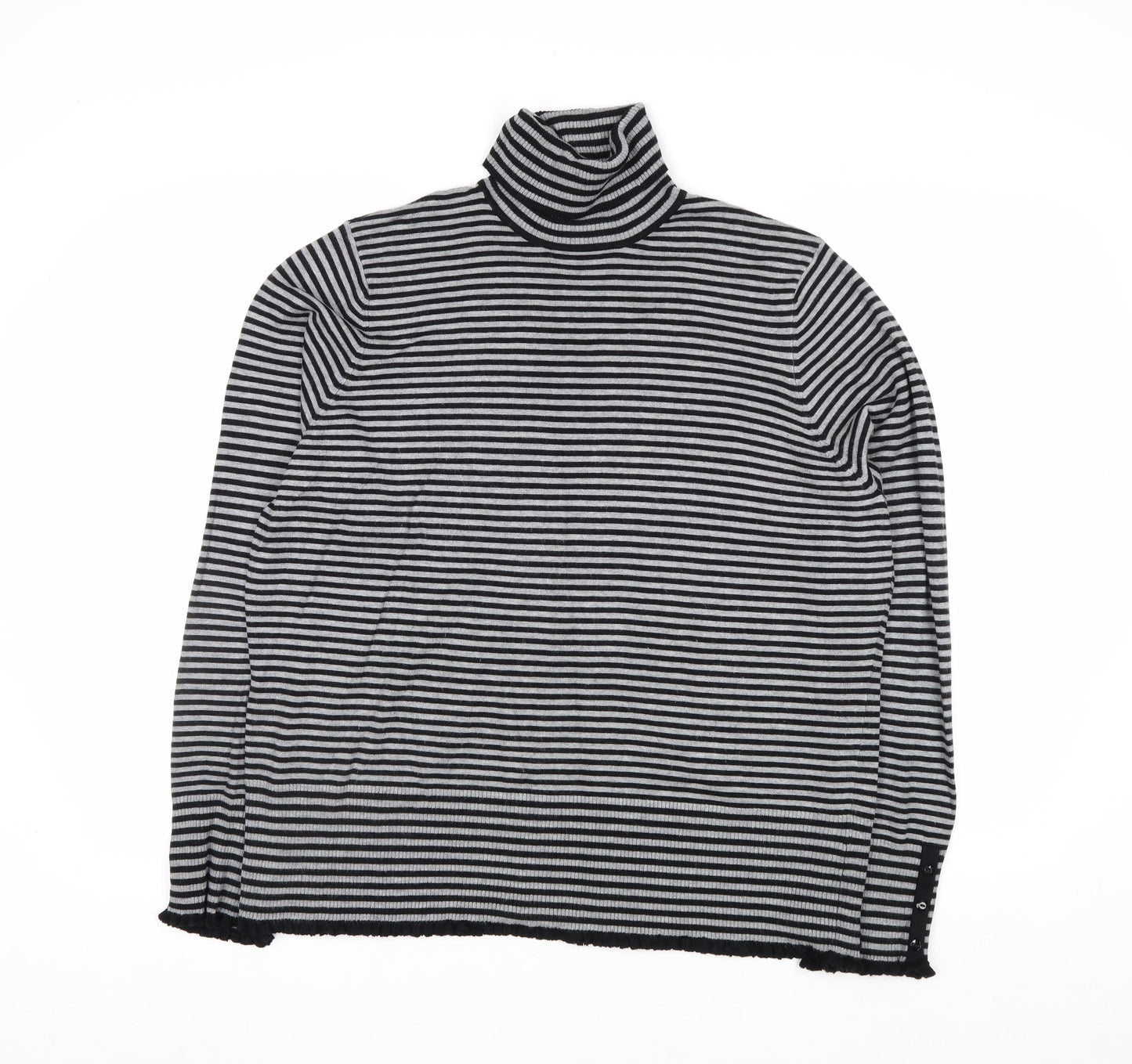Debenhams Women Black Striped Roll Neck Jumper Size 22