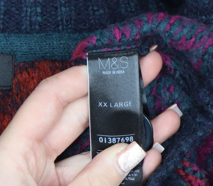 Marks and Spencer Per Una Women's Multicoloured XXL Striped Chunky Knit Cardigan