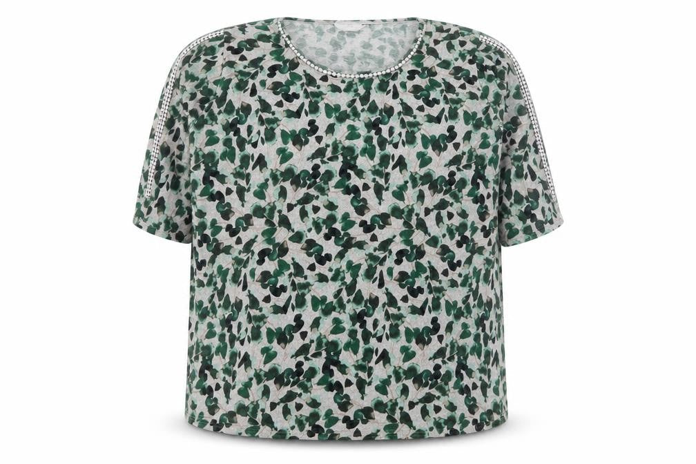 Isle Collection Women's Green Floral Plus Size 22-24 Pullover Jumper