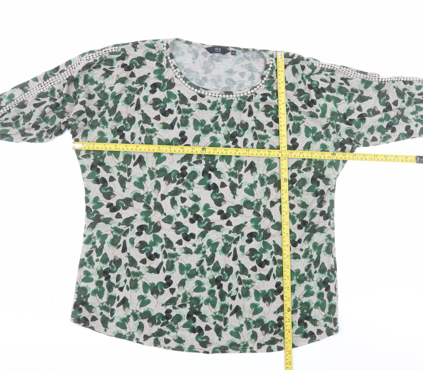 Isle Collection Women's Green Floral Plus Size 22-24 Pullover Jumper
