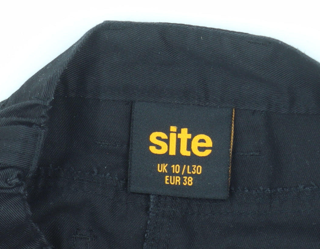 Site Women's Black Cargo Workwear Trousers UK 10 Regular L30 Polyester Cotton