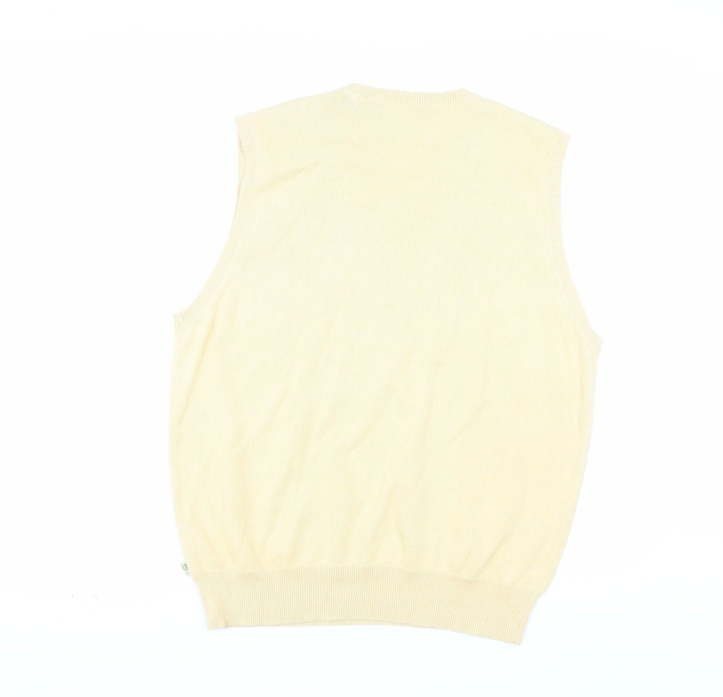 IZOD Men's Beige Argyle V-Neck Cotton Sleeveless Vest Jumper L
