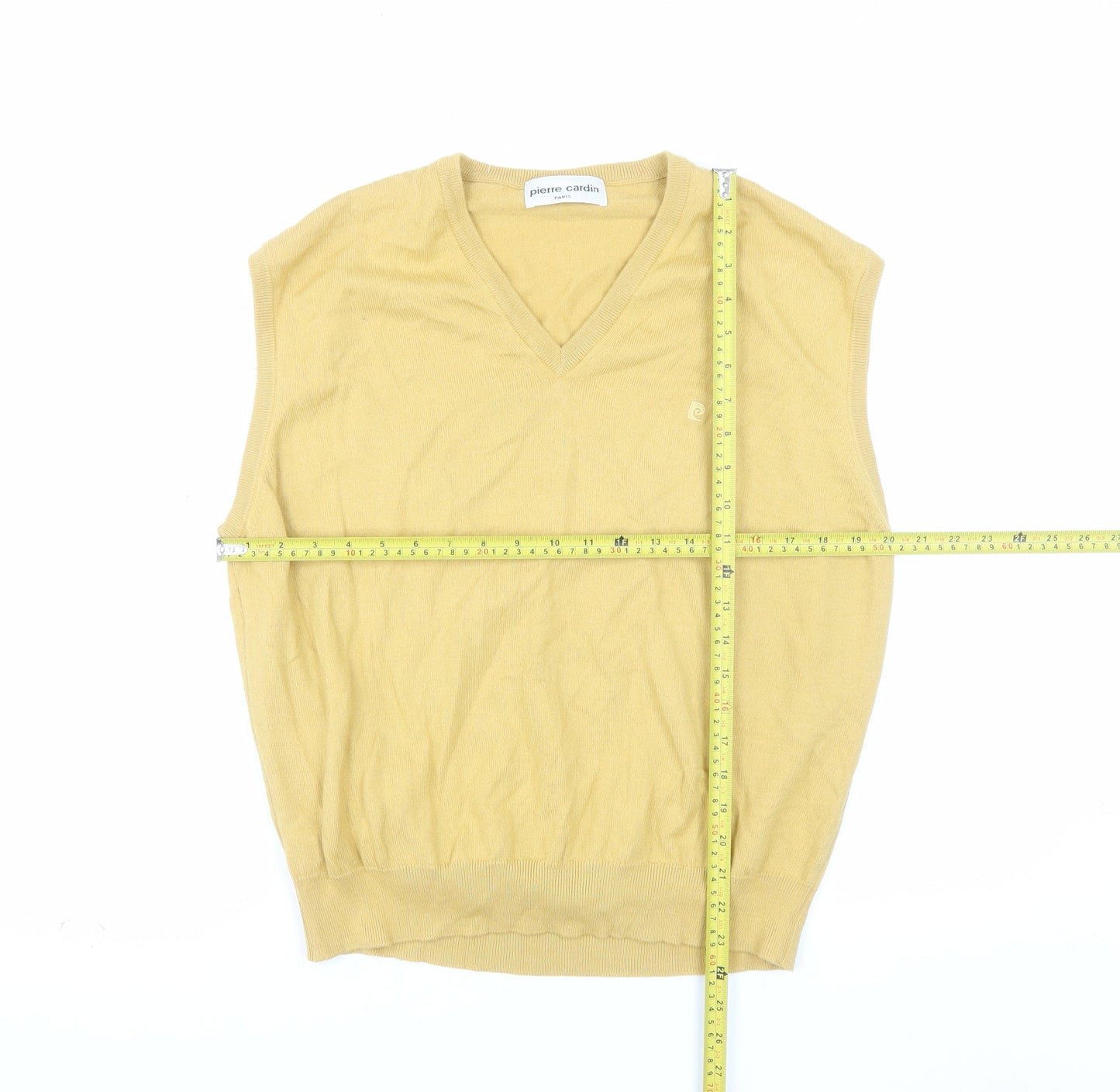Pierre Cardin Men's Beige Wool Blend Sleeveless V-Neck Vest Jumper L