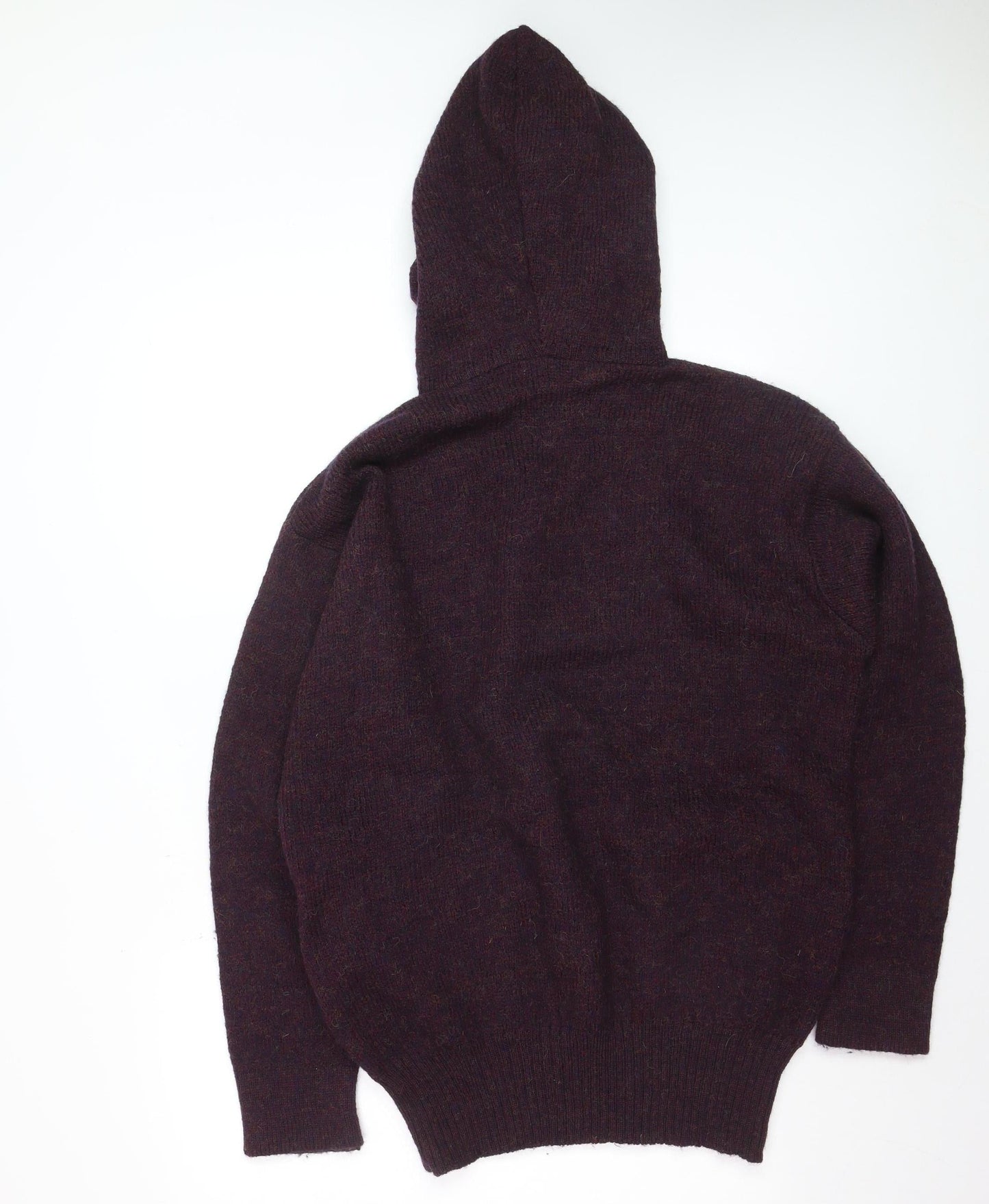 Handcraft Ltd Men's Purple Wool 1/2 Zip Knit Hoodie Size L