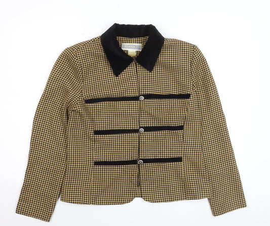 Jessica Howard Womens Beige Black Houndstooth Suit Jacket Size 12 Classic Style