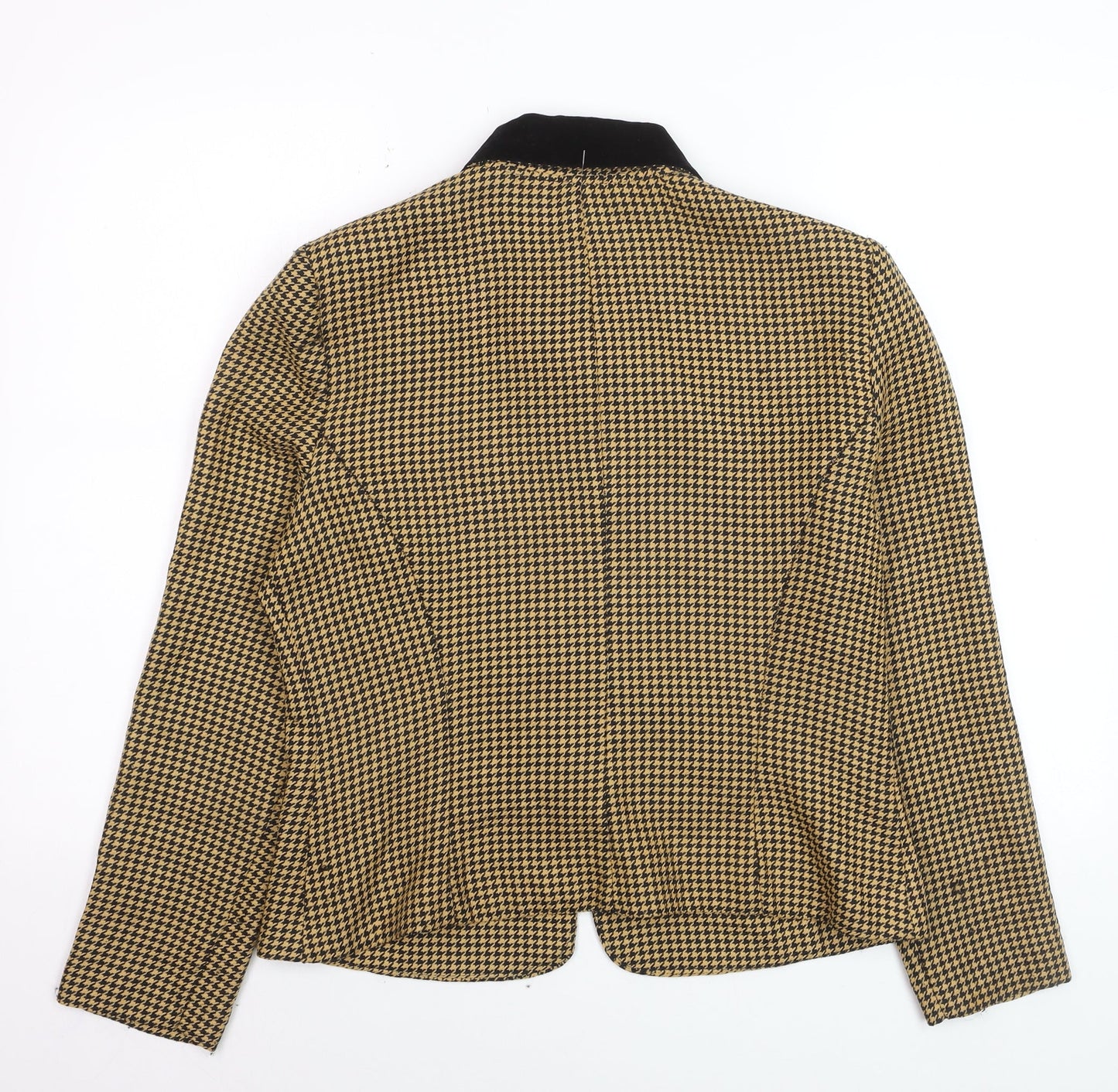 Jessica Howard Womens Beige Black Houndstooth Suit Jacket Size 12 Classic Style