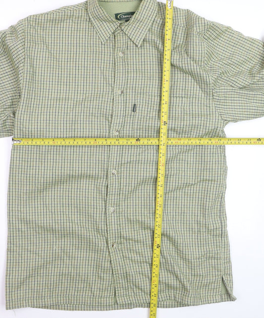 Champion Men's Green Check Flannel Button-Up Shirt M Regular Fit