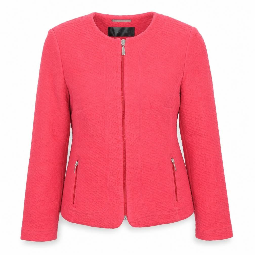 Barbara Lebek Womens Pink Zip Up Jacket Size 14 Casual Knit