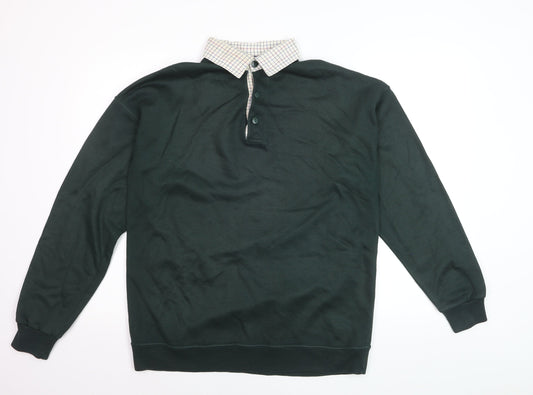 Amundsen Men's Green Collared Henley Jumper Size S