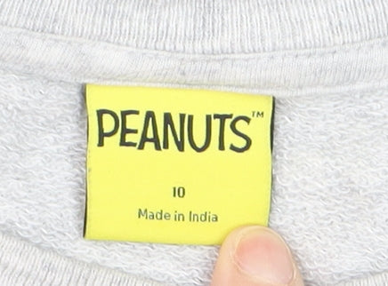 Marks and Spencer Peanuts Grey Marl Women’s Sweatshirt Size 10 Snoopy Graphic Classic Crew Neck