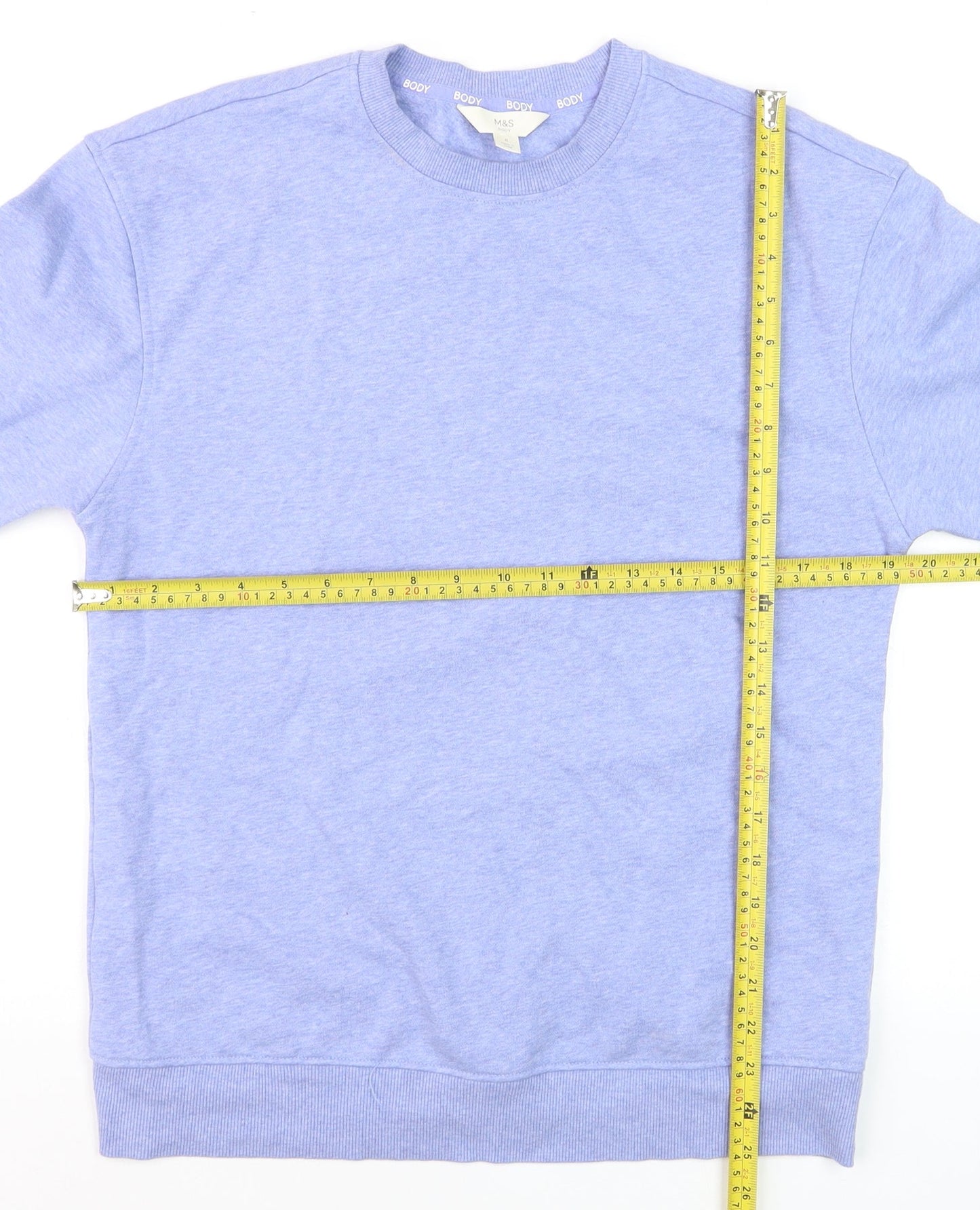 Marks and Spencer Women Blue Mix Cotton Blend Crew Neck Sweatshirt Size 8