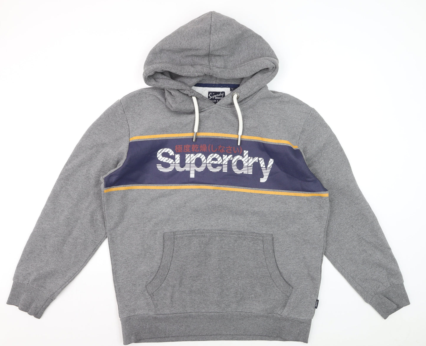 Superdry Men’s Grey 2XL Pullover Hoodie Graphic Fleece Sweatshirt