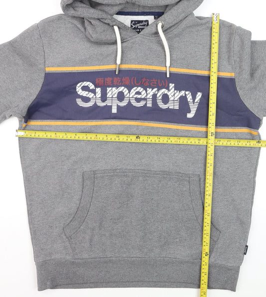 Superdry Men’s Grey 2XL Pullover Hoodie Graphic Fleece Sweatshirt