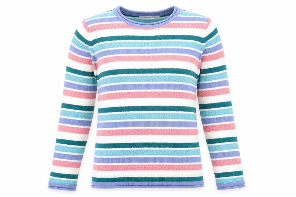 ISLE Women’s Multicoloured Striped Crew Neck Knit Jumper Size S 10-12