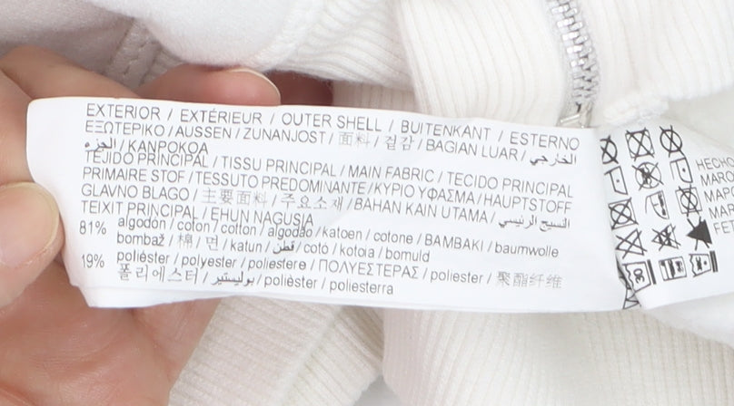 Pull & Bear Girls White Full Zip Graphic Hoodie XS
