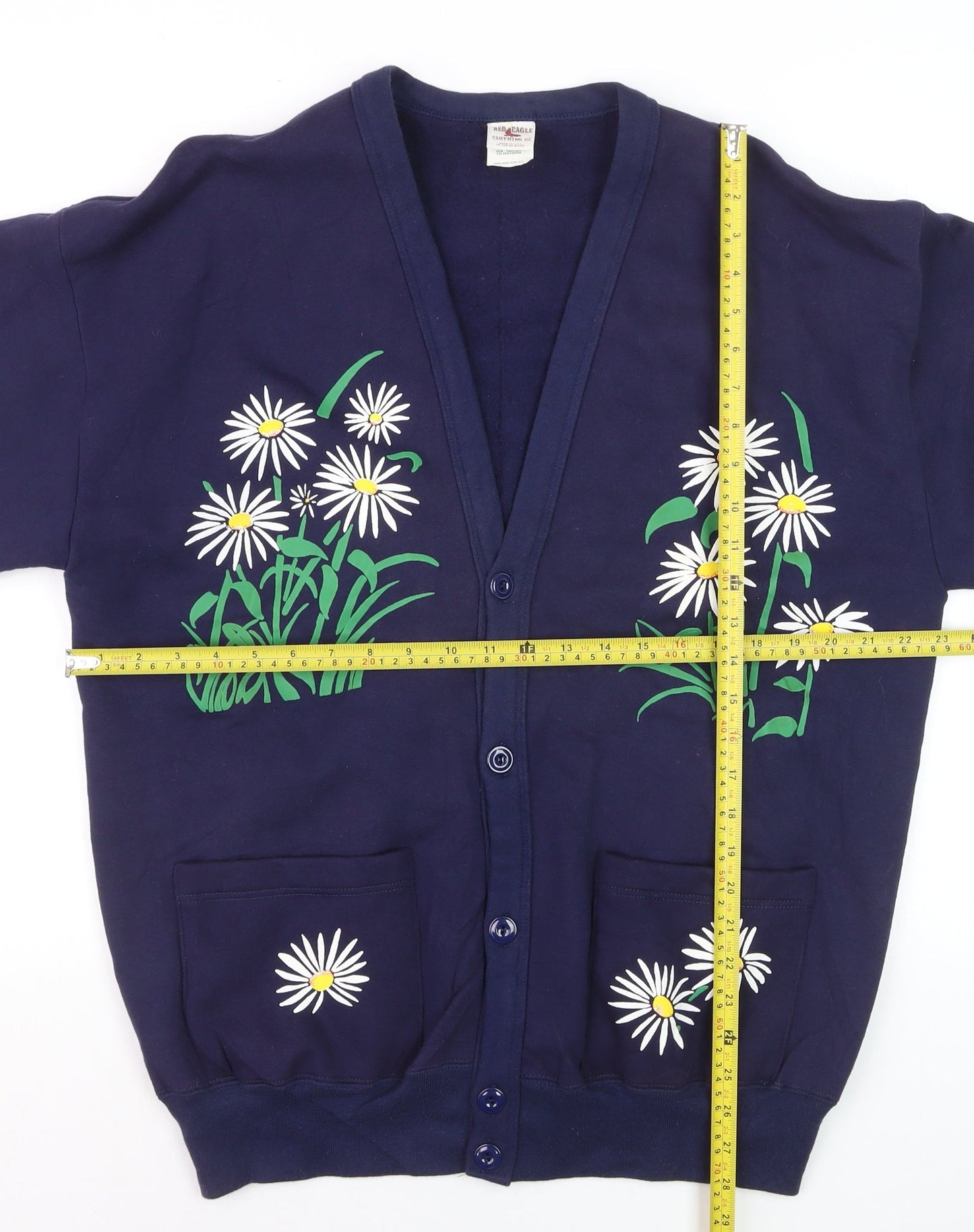 Red Eagle Womens Blue Floral V-Neck Cardigan One Size