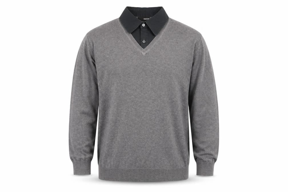 Next Men’s Grey V-Neck Pullover Jumper Large Cotton Blend