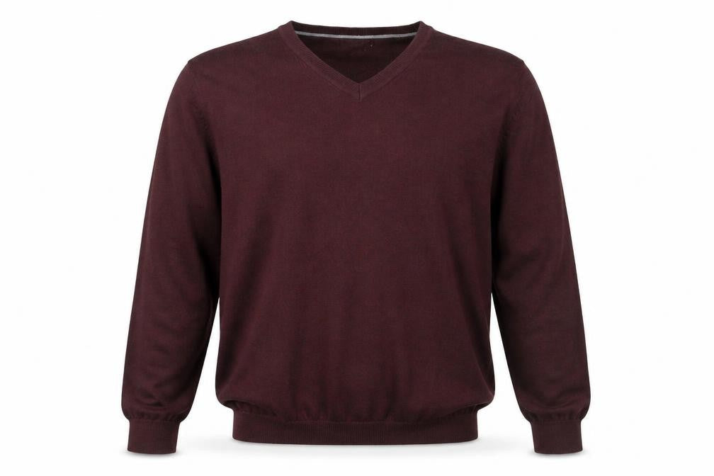 Van Heusen Men's Brown V-Neck Cotton Blend Jumper Size L