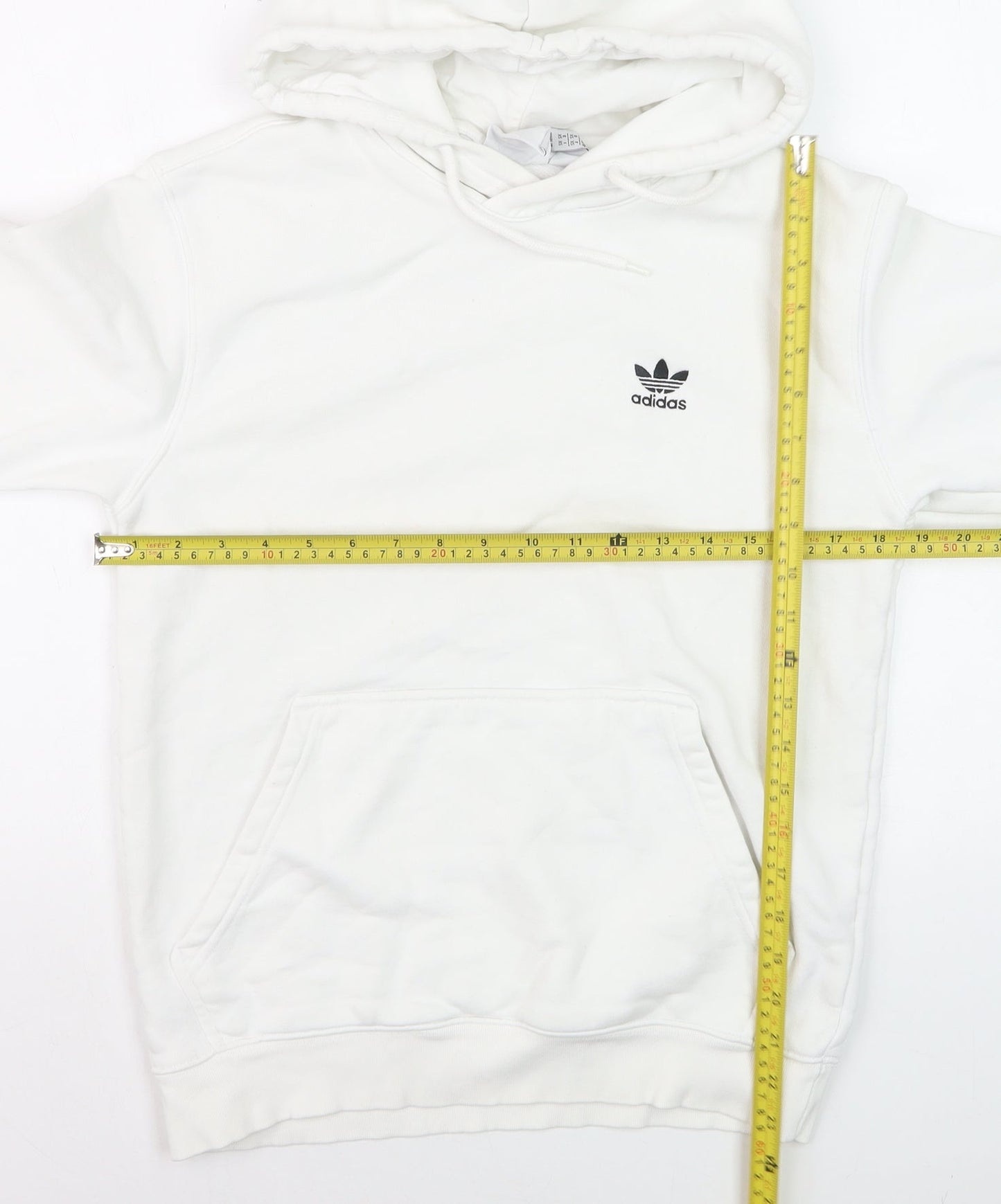 Adidas Girls White XS Pullover Fleece Hoodie with Logo