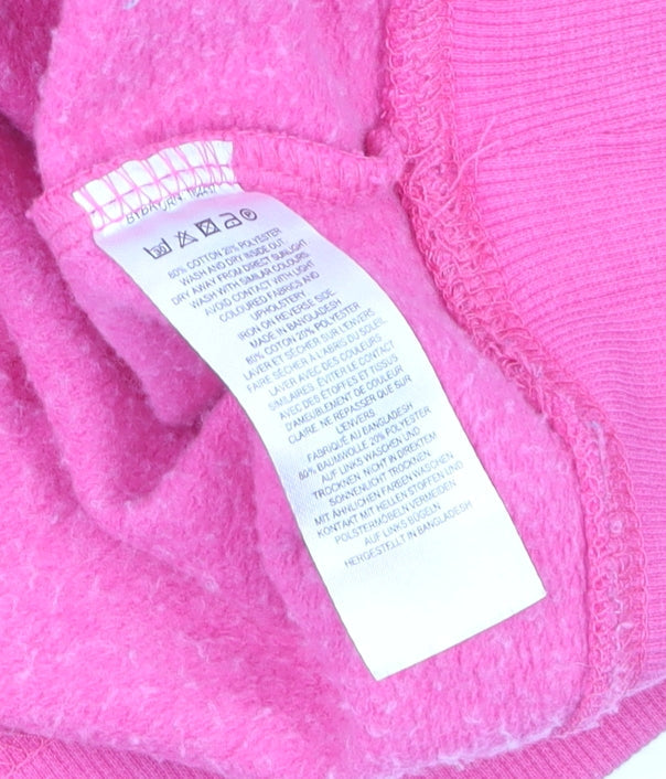 French Connection Womens Pink XL Pullover Sweatshirt Love Embroidered